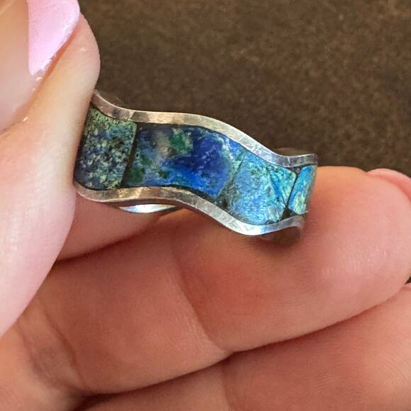 Vintage Sterling Silver and Enameled Ring Sz 6 - Picture 3 of 15